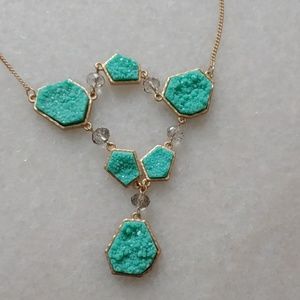 Quarts necklace, gold, 18in